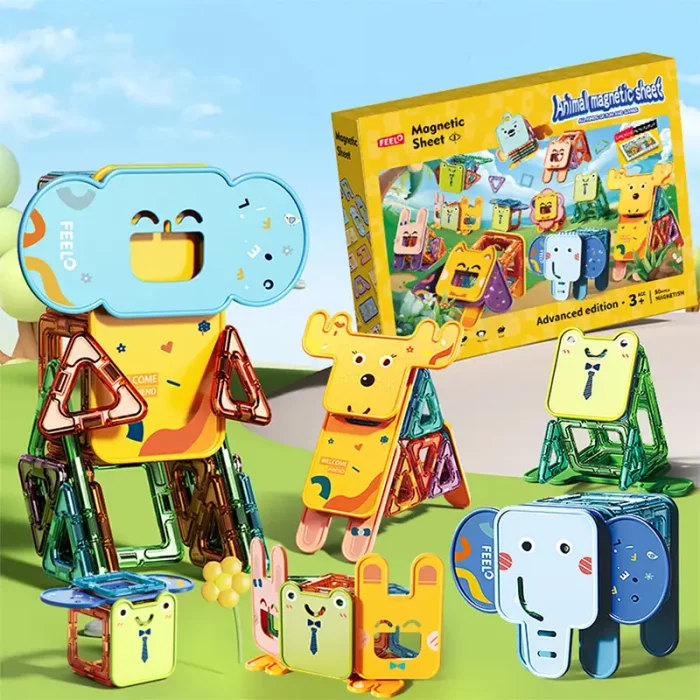 اسباب بازی کاشی های مغناطیسی حیوانات 50 تکه فیلو FEELO کد FL1505