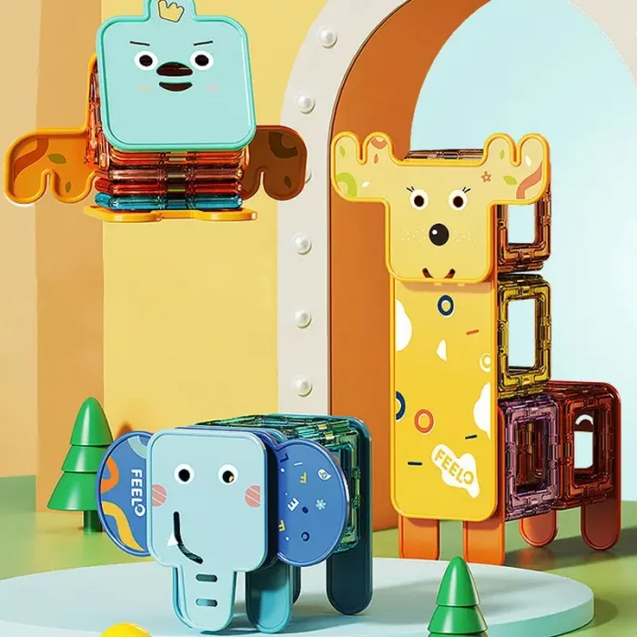 اسباب بازی کاشی های مغناطیسی حیوانات 50 تکه فیلو FEELO کد FL1505