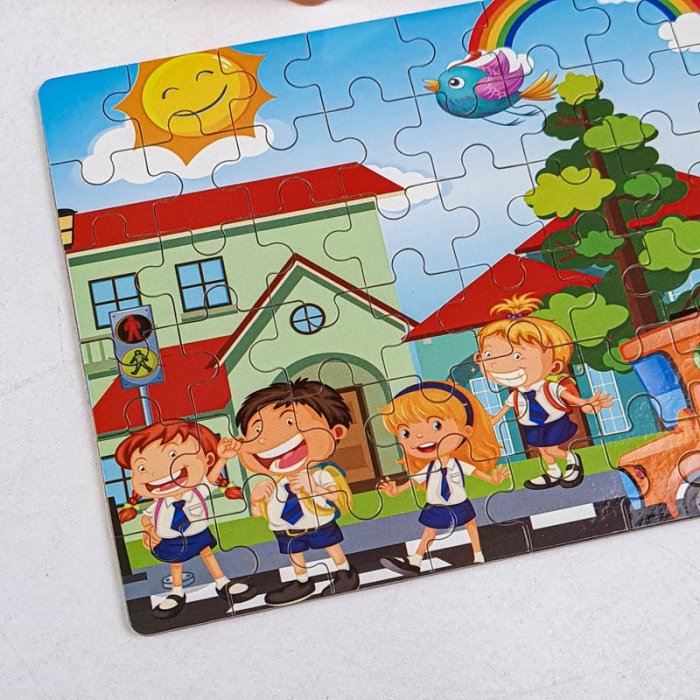 پازل اتوبوس مدرسه قوطی فلزی 60 تکه کد jd6068