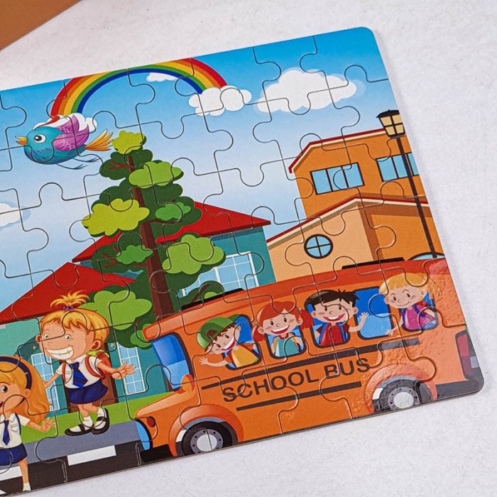 پازل اتوبوس مدرسه قوطی فلزی 60 تکه کد jd6068