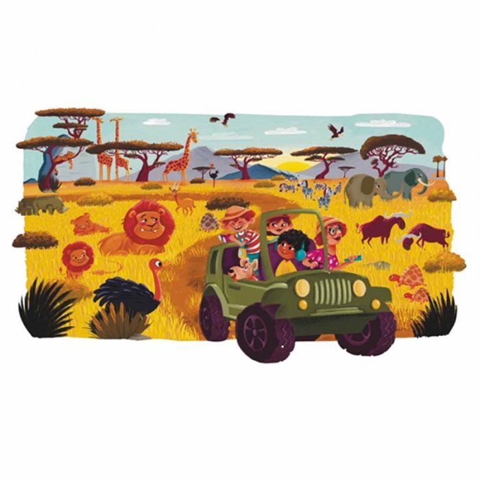 پازل کودک 56 تکه مدل آفریقا KID FANS AFRICA TOUR کد KS2438