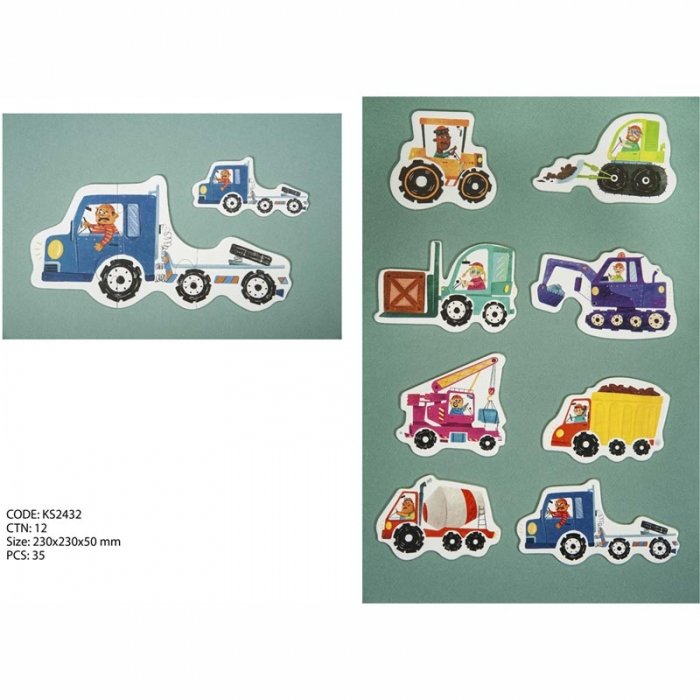 پازل کودک 35 تکه مدل ماشین KID FANS CONSTRUCTION MACHINES کد KS2432