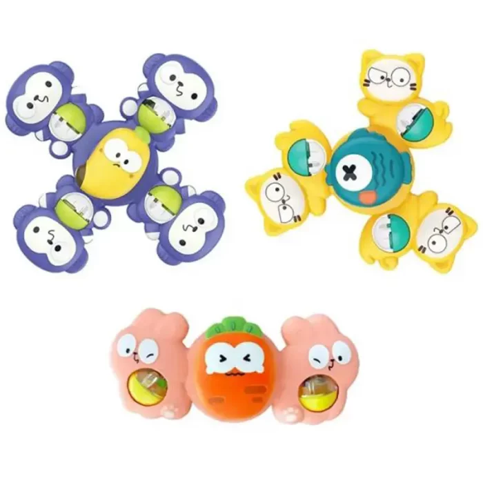 اسپینر چسبونکی و جغجغه 3 عددی مدل حیوانات کد 11479