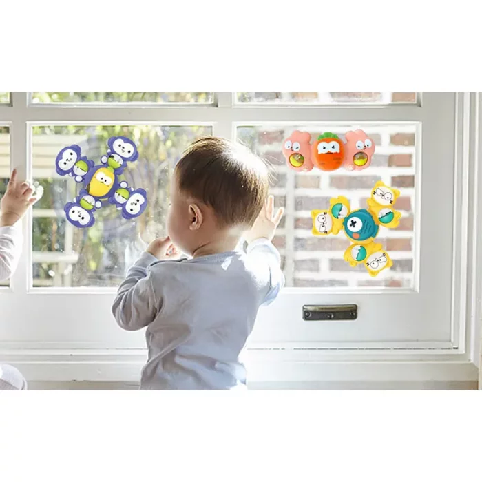 اسپینر چسبونکی و جغجغه 3 عددی مدل حیوانات کد 11479