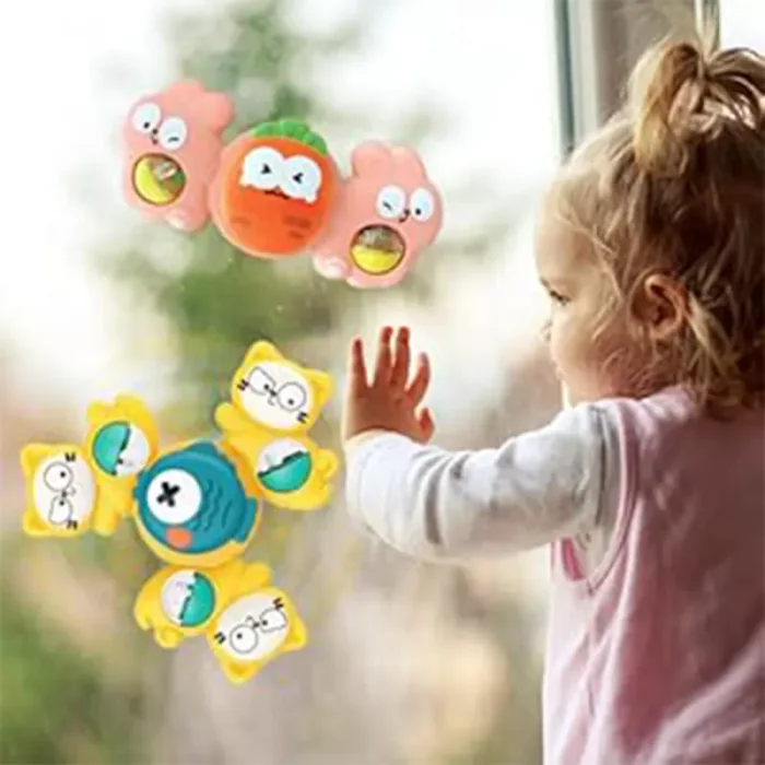 اسپینر چسبونکی و جغجغه 3 عددی مدل حیوانات کد 11479