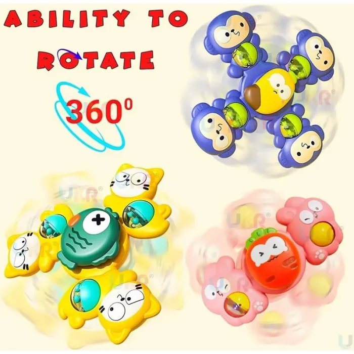 اسپینر چسبونکی و جغجغه 3 عددی مدل حیوانات کد 11479