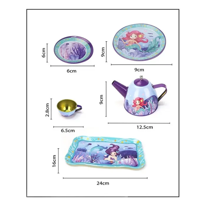 اسباب بازی ست چای خوری فلزی کیفی طرح پری دریایی کد 979816A