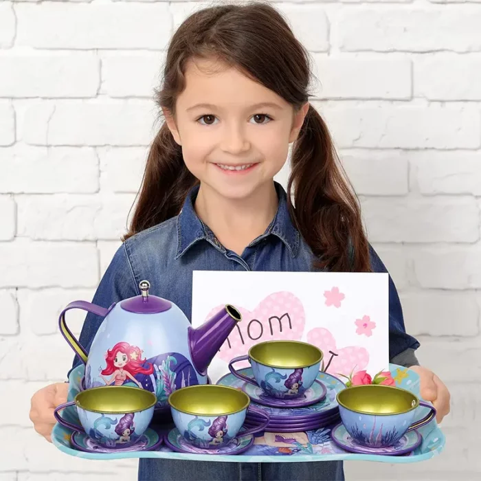 اسباب بازی ست چای خوری فلزی کیفی طرح پری دریایی کد 979816A