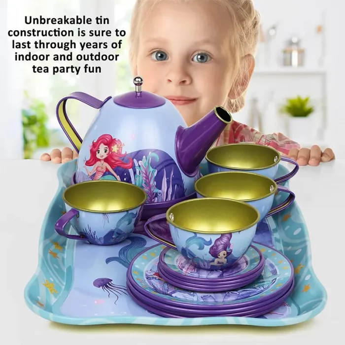 اسباب بازی ست چای خوری فلزی کیفی طرح پری دریایی کد 979816A