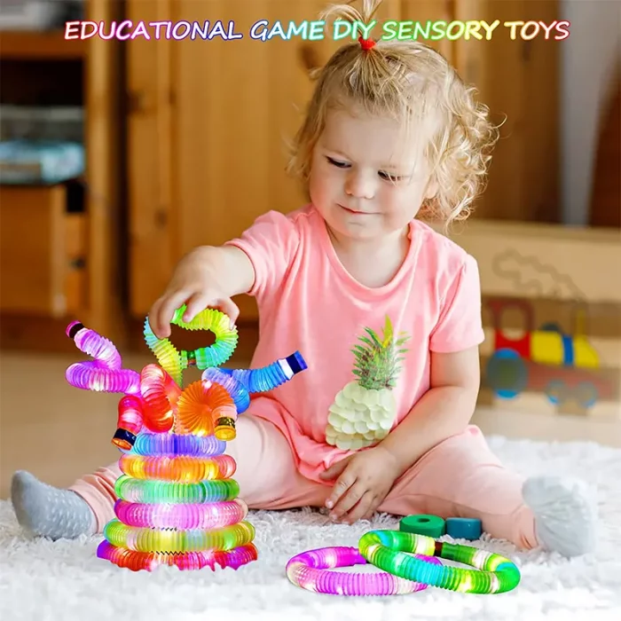 اسباب بازی لوله حسی چراغ دار 6 عددی کد 6928382