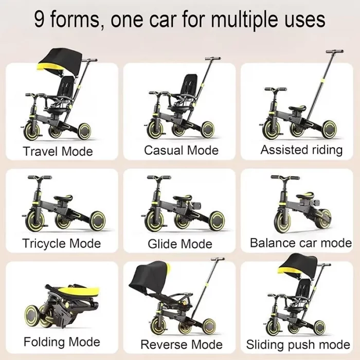 سه چرخه کودک تاشو رنگ طوسی کد 6937175