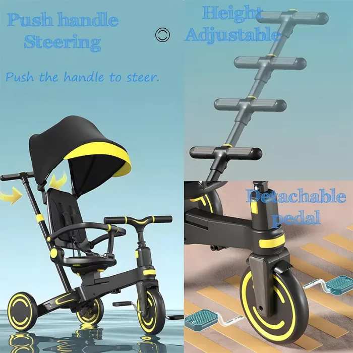 سه چرخه کودک تاشو رنگ طوسی کد 6937175