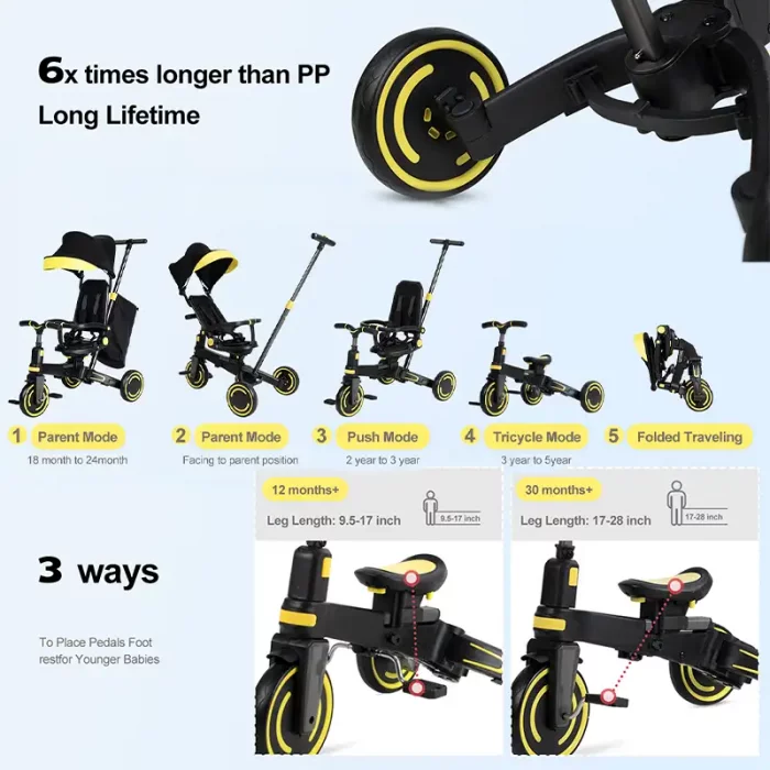 سه چرخه کودک تاشو رنگ طوسی کد 6937175