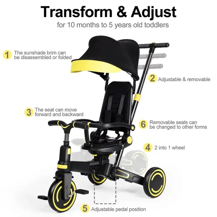 سه چرخه کودک تاشو رنگ طوسی کد 6937175