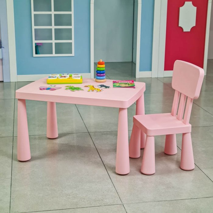 میز کودک طرح ایکیا مدل ماموت MAMMUT رنگ صورتی پاستلی  کد 113759