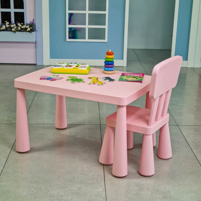 میز کودک طرح ایکیا مدل ماموت MAMMUT رنگ صورتی پاستلی  کد 113759
