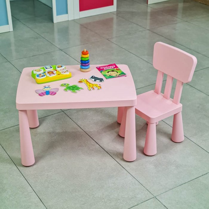 میز کودک طرح ایکیا مدل ماموت MAMMUT رنگ صورتی پاستلی  کد 113759