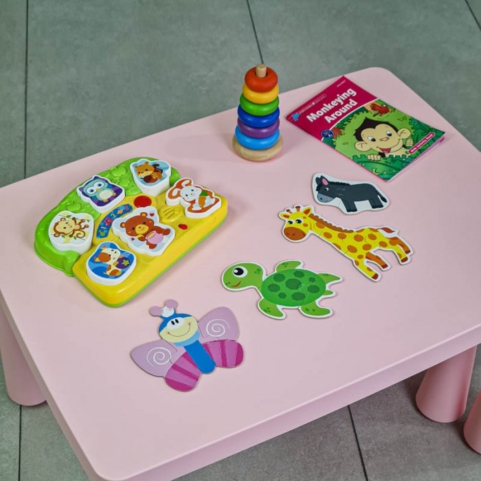 میز کودک طرح ایکیا مدل ماموت MAMMUT رنگ صورتی پاستلی  کد 113759