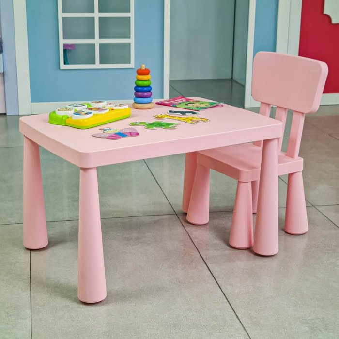 میز کودک طرح ایکیا مدل ماموت MAMMUT رنگ صورتی پاستلی  کد 113759