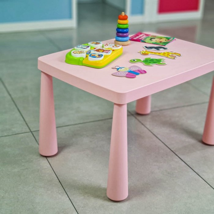 میز کودک طرح ایکیا مدل ماموت MAMMUT رنگ صورتی پاستلی  کد 113759