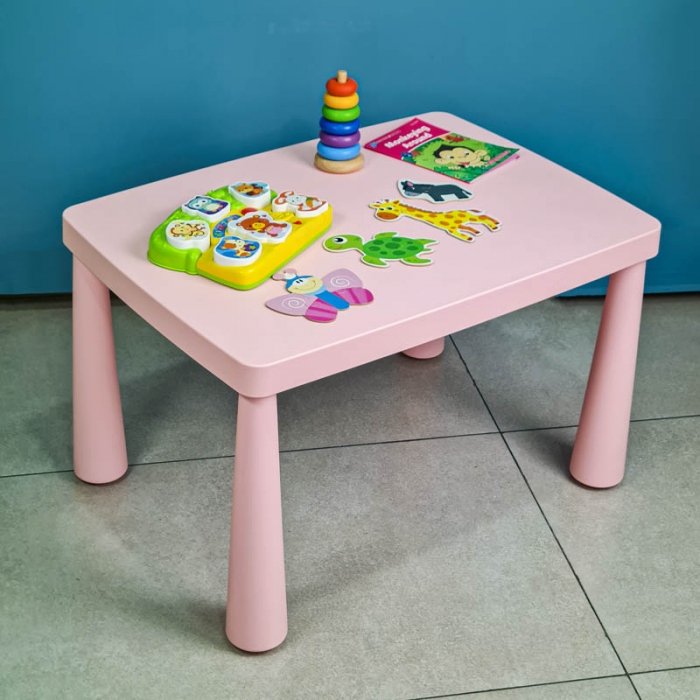 میز کودک طرح ایکیا مدل ماموت MAMMUT رنگ صورتی پاستلی  کد 113759