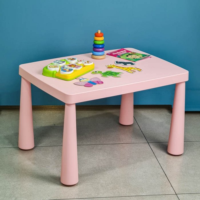 میز کودک طرح ایکیا مدل ماموت MAMMUT رنگ صورتی پاستلی  کد 113759