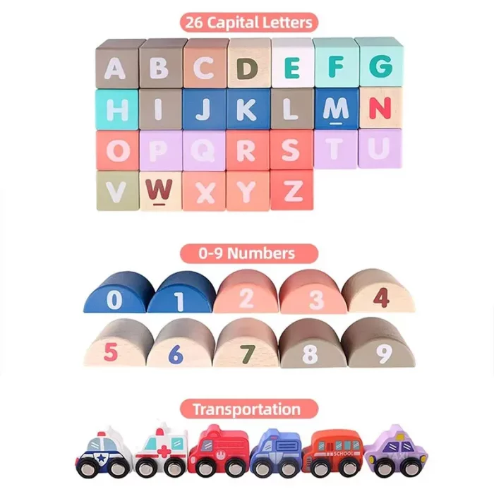 بریکس چوبی خانه سازی 115 تکه با صفحه بازی مدل JHTOY101