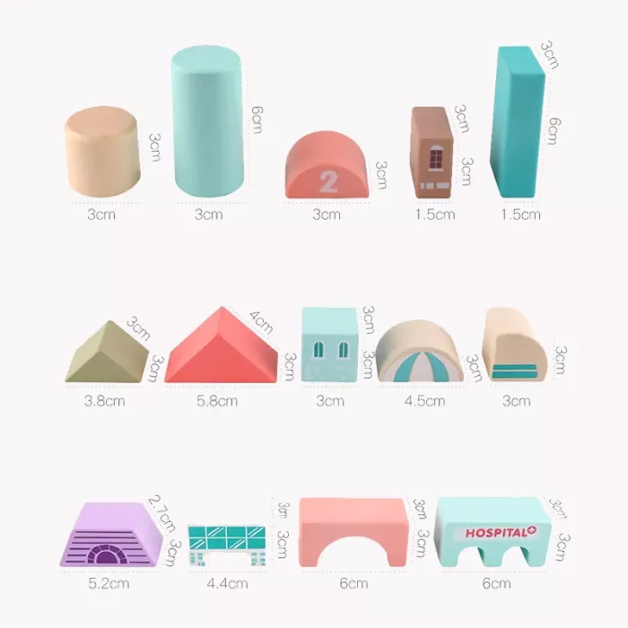 بریکس چوبی خانه سازی 115 تکه با صفحه بازی مدل JHTOY101