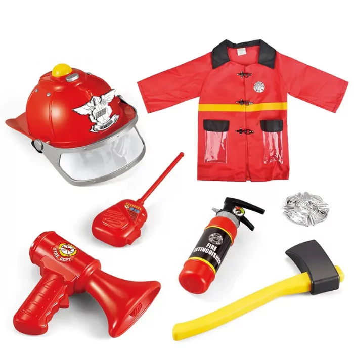 لباس مشاغل کودک آتش نشان با لوازم کامل کد F012