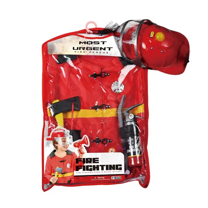 لباس مشاغل کودک آتش نشان با لوازم کامل کد F012