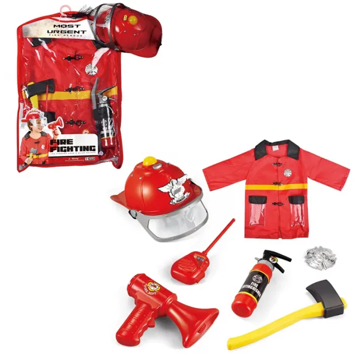 لباس مشاغل کودک آتش نشان با لوازم کامل کد F012
