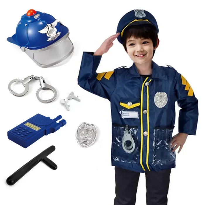 لباس مشاغل کودک پلیس با لوازم کامل کد P012A