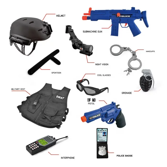 لباس مشاغل کودک یگان ویژه با لوازم کامل کد S012A