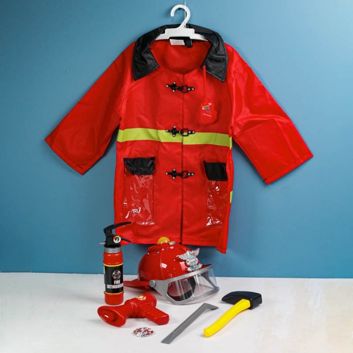 لباس مشاغل کودک آتش نشان با لوازم کامل کد F012