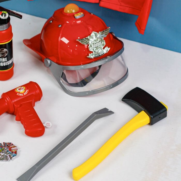 لباس مشاغل کودک آتش نشان با لوازم کامل کد F012
