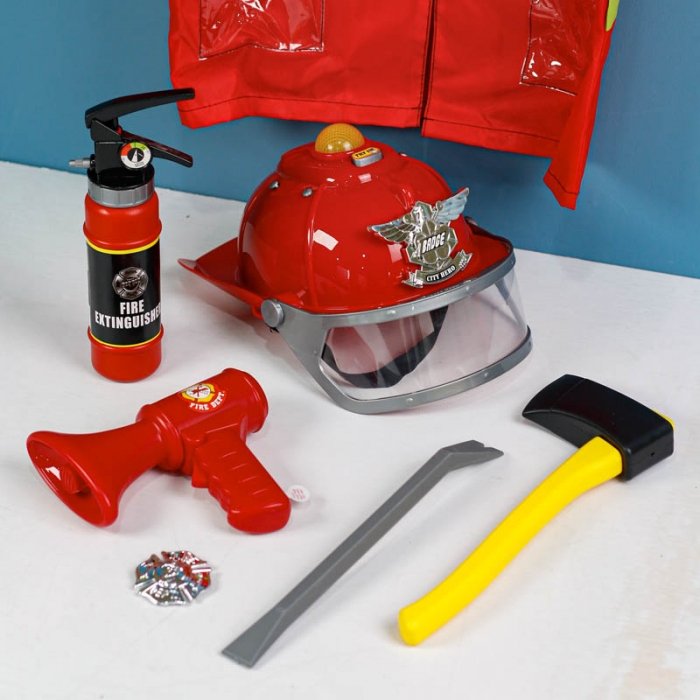 لباس مشاغل کودک آتش نشان با لوازم کامل کد F012