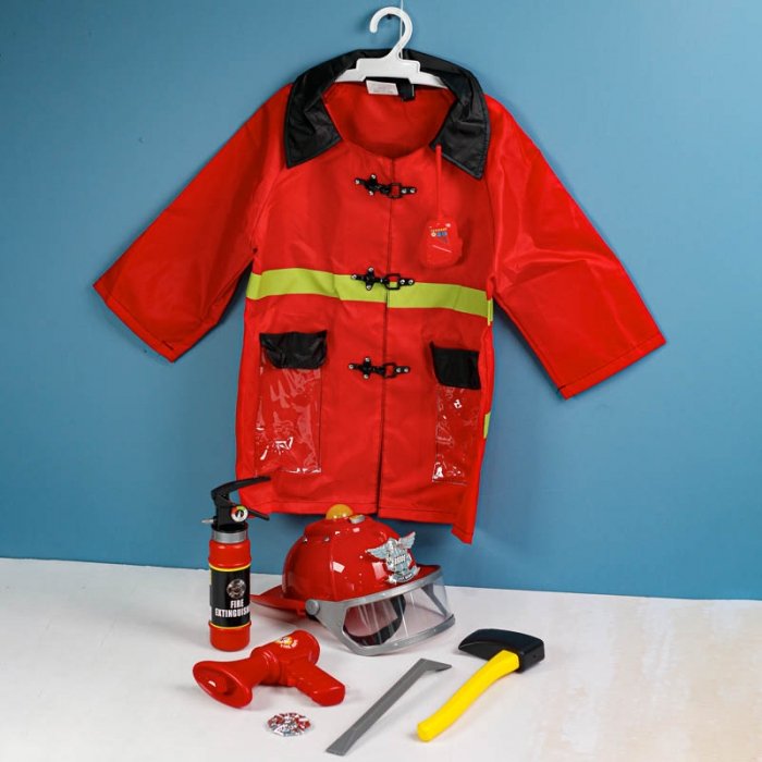 لباس مشاغل کودک آتش نشان با لوازم کامل کد F012