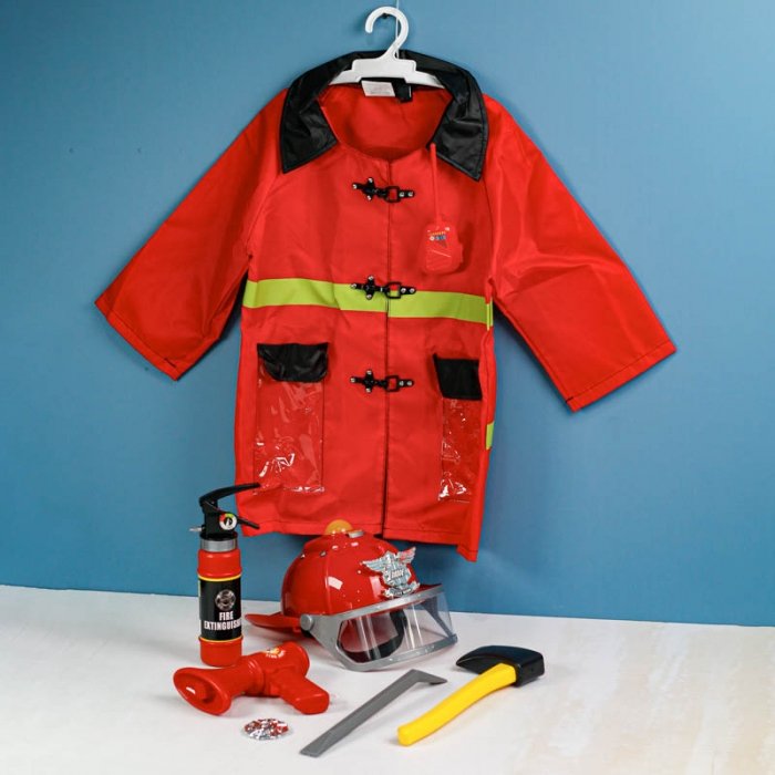 لباس مشاغل کودک آتش نشان با لوازم کامل کد F012