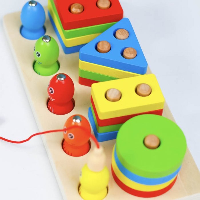 اسباب بازی چوبی مونته سوری و ماهیگیری آهنربایی مدل 6675