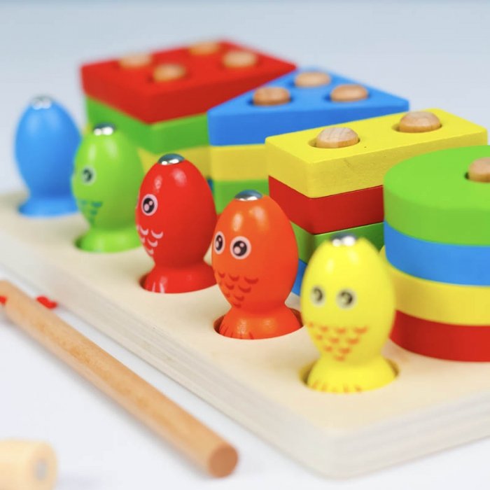 اسباب بازی چوبی مونته سوری و ماهیگیری آهنربایی مدل 6675