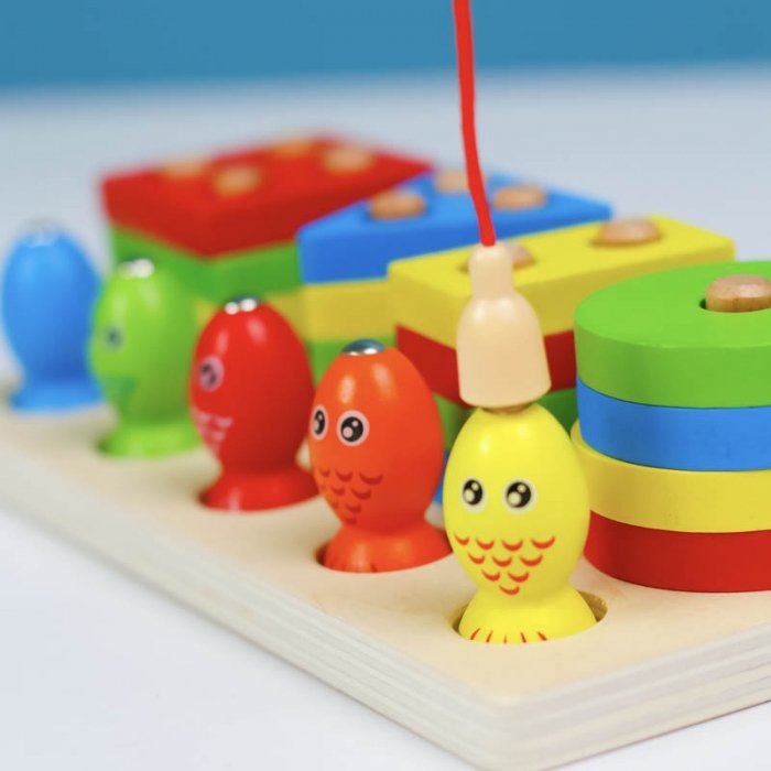 اسباب بازی چوبی مونته سوری و ماهیگیری آهنربایی مدل 6675