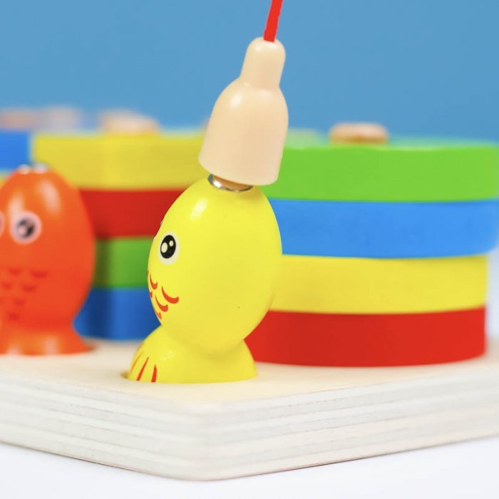 اسباب بازی چوبی مونته سوری و ماهیگیری آهنربایی مدل 6675