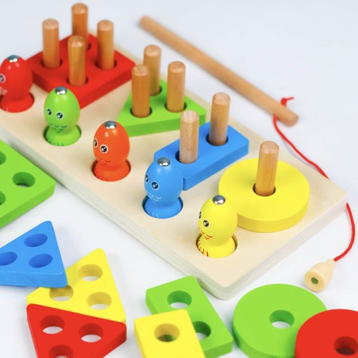 اسباب بازی چوبی مونته سوری و ماهیگیری آهنربایی مدل 6675