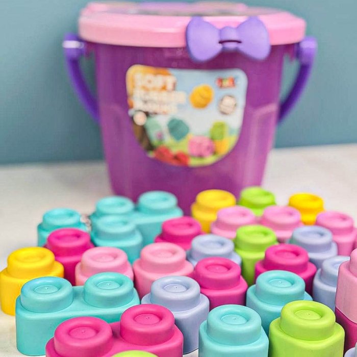 لگو نرم 33 تکه سطلی مدل خرس صورتی کد 6095