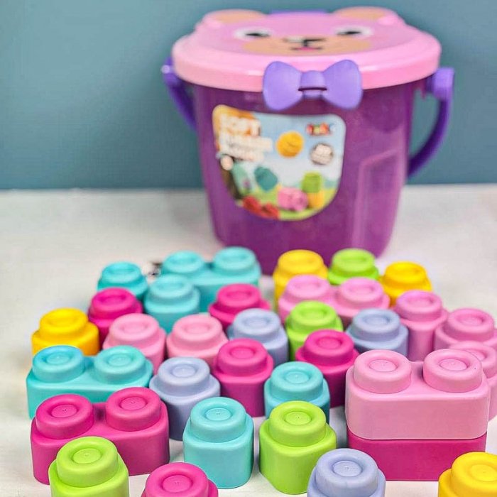 لگو نرم 33 تکه سطلی مدل خرس صورتی کد 6095