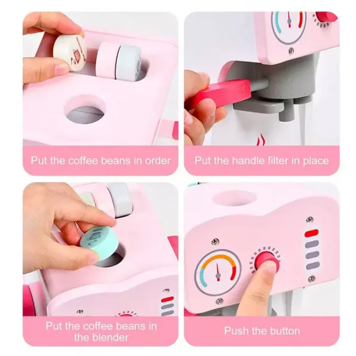 اسباب بازی قهوه ساز چوبی صورتی کد BL20115