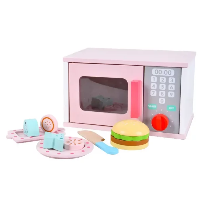 مایکروفر اسباب بازی چوبی رنگ صورتی کد BL20118