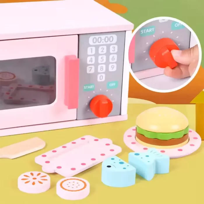 مایکروفر اسباب بازی چوبی رنگ صورتی کد BL20118