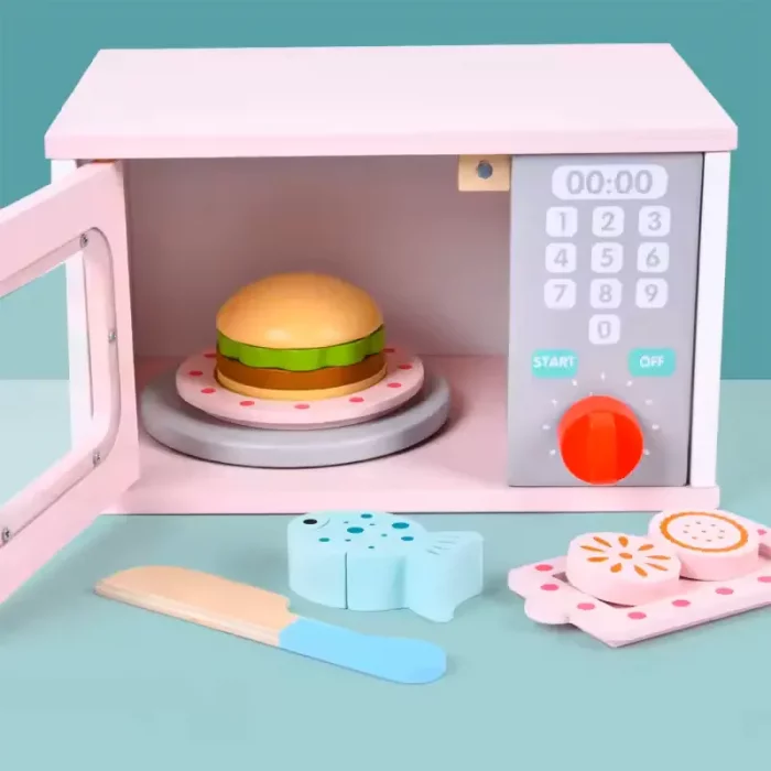 مایکروفر اسباب بازی چوبی رنگ صورتی کد BL20118