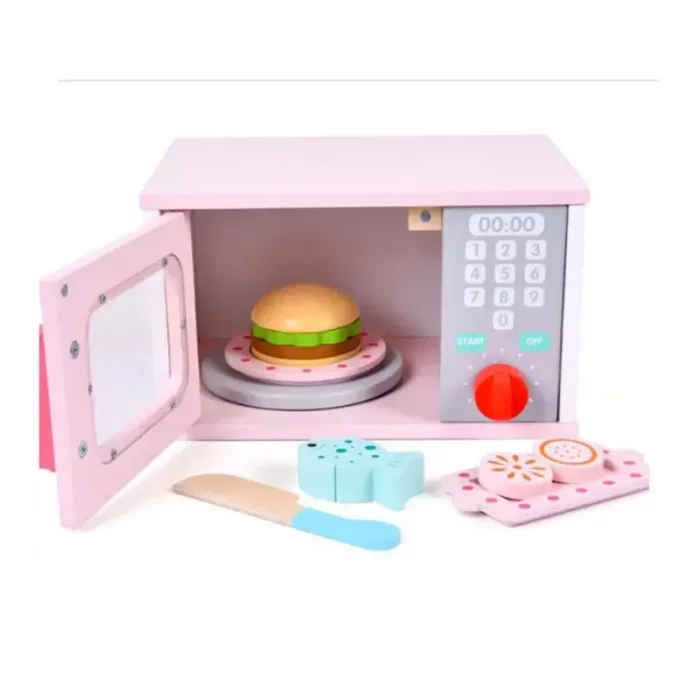 مایکروفر اسباب بازی چوبی رنگ صورتی کد BL20118